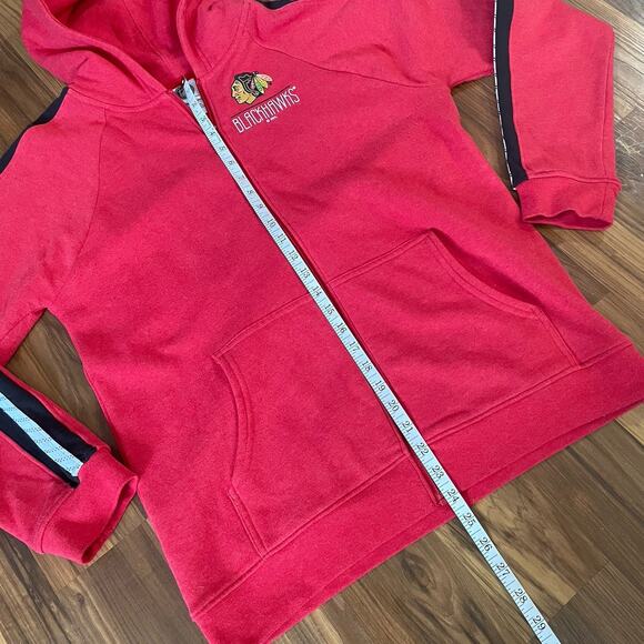 NHL Chicago Blackhawks Youth Large 14-16 Long Sleeve Full Zip Up Hoodie Red - Picture 4 of 7